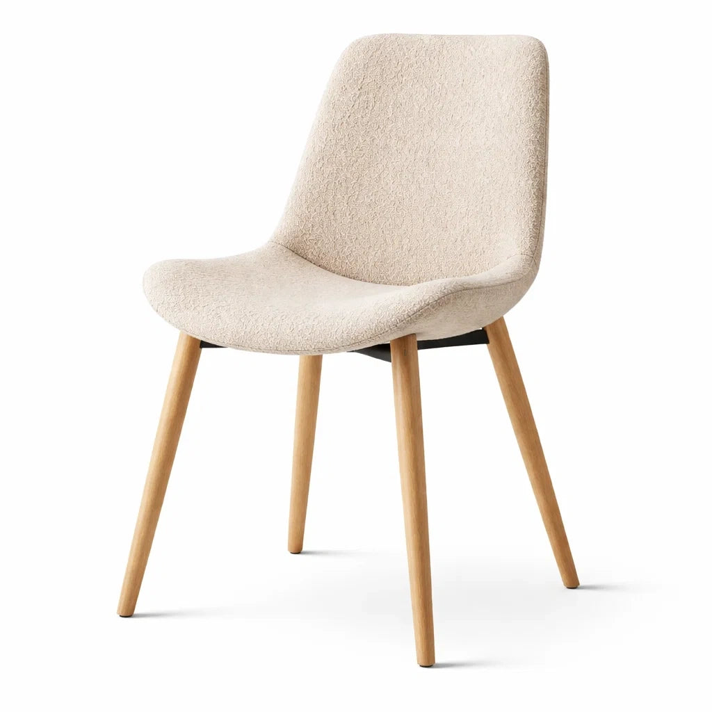 Sedia in Legno con Rivestimento in Poliestere Beige