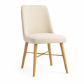 Sedia in tessuto beige con gambe in legno massello