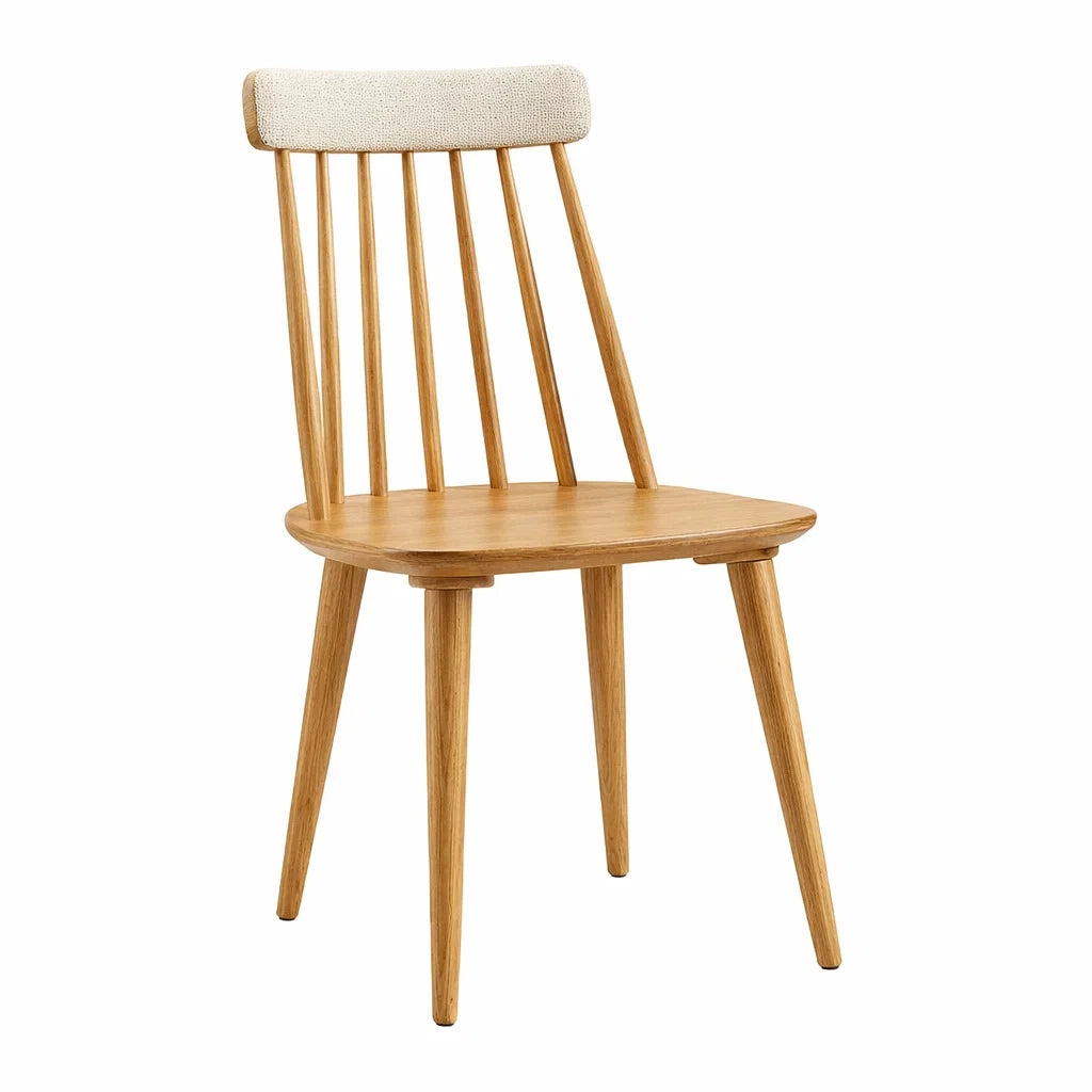 Sedia in Legno con Schienale in Tessuto Poliestere