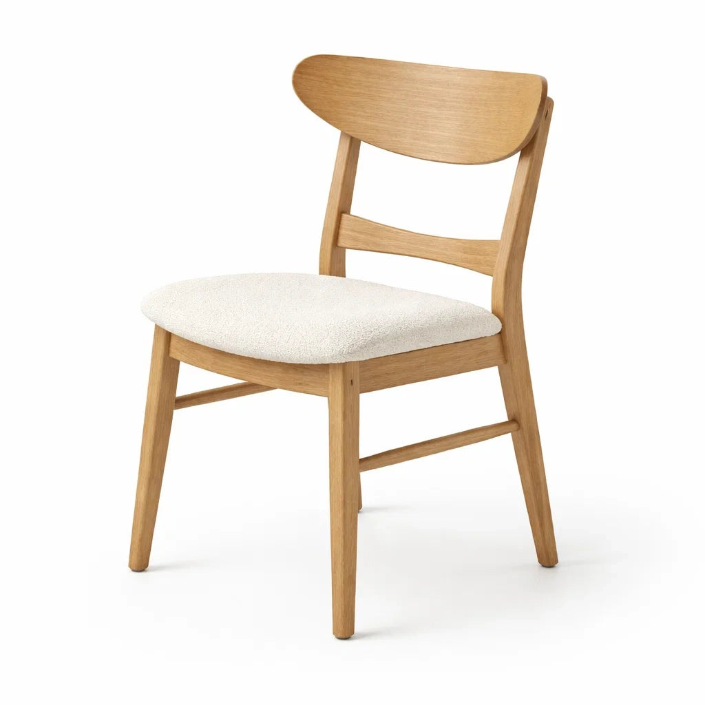 Sedia in Legno con Seduta in Tessuto Crema