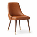 Sedia da Pranzo in Pelle Sintetica con Gambe in Legno