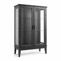 Vetrina in Legno con Ante in Vetro Temperato 120x40x180 cm Nero