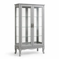 Vetrina in Legno Grigio con Ante in Vetro Temperato
