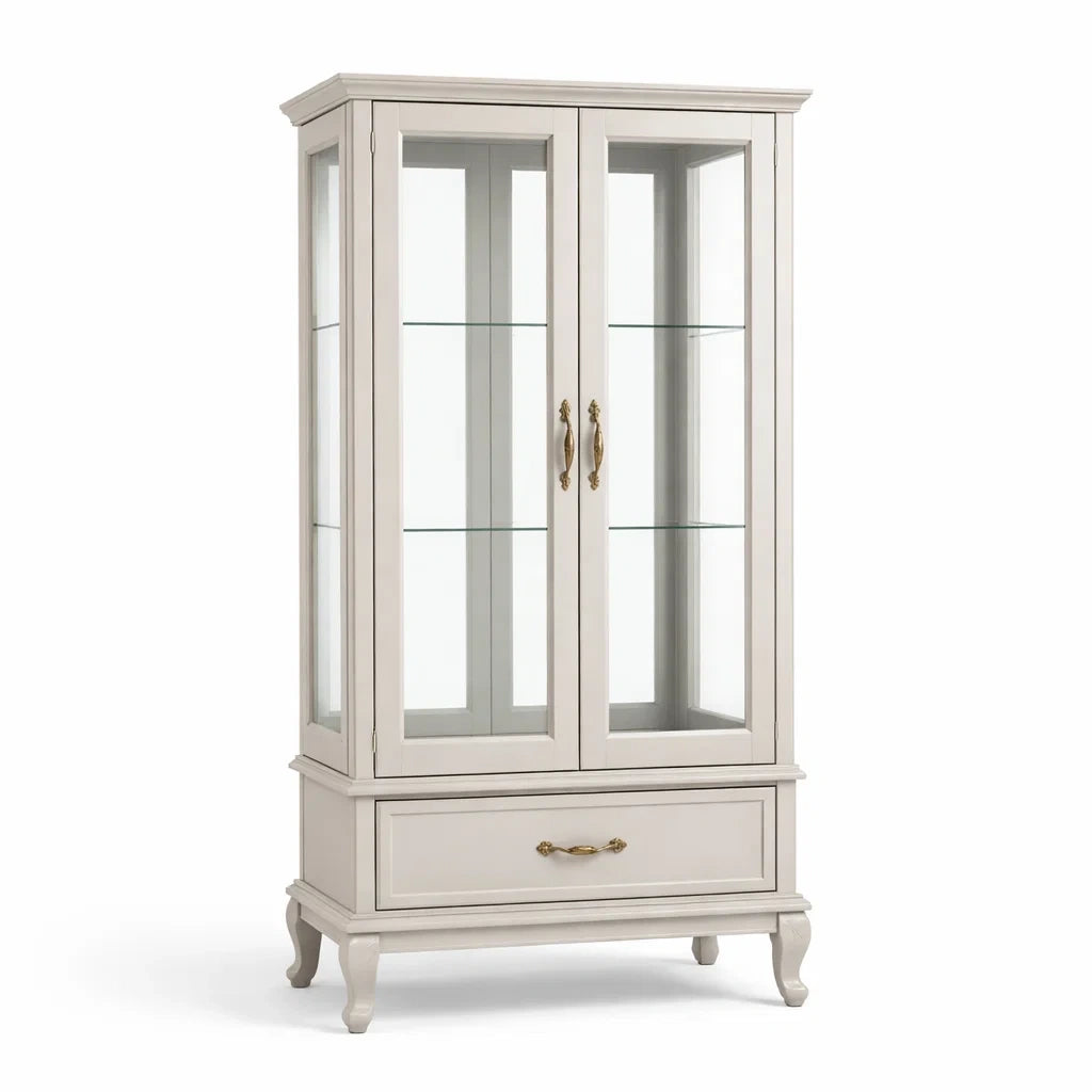 Vetrina in Legno MDF con Ante in Vetro Temperato Beige