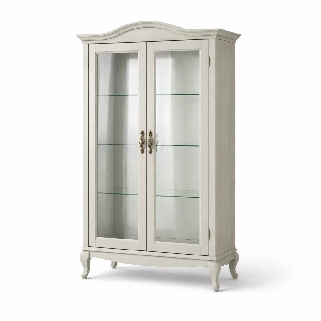 Vetrina in legno con vetro temperato bianco