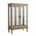 Vetrina in legno con ante in vetro temperato e ripiani in vetro beige