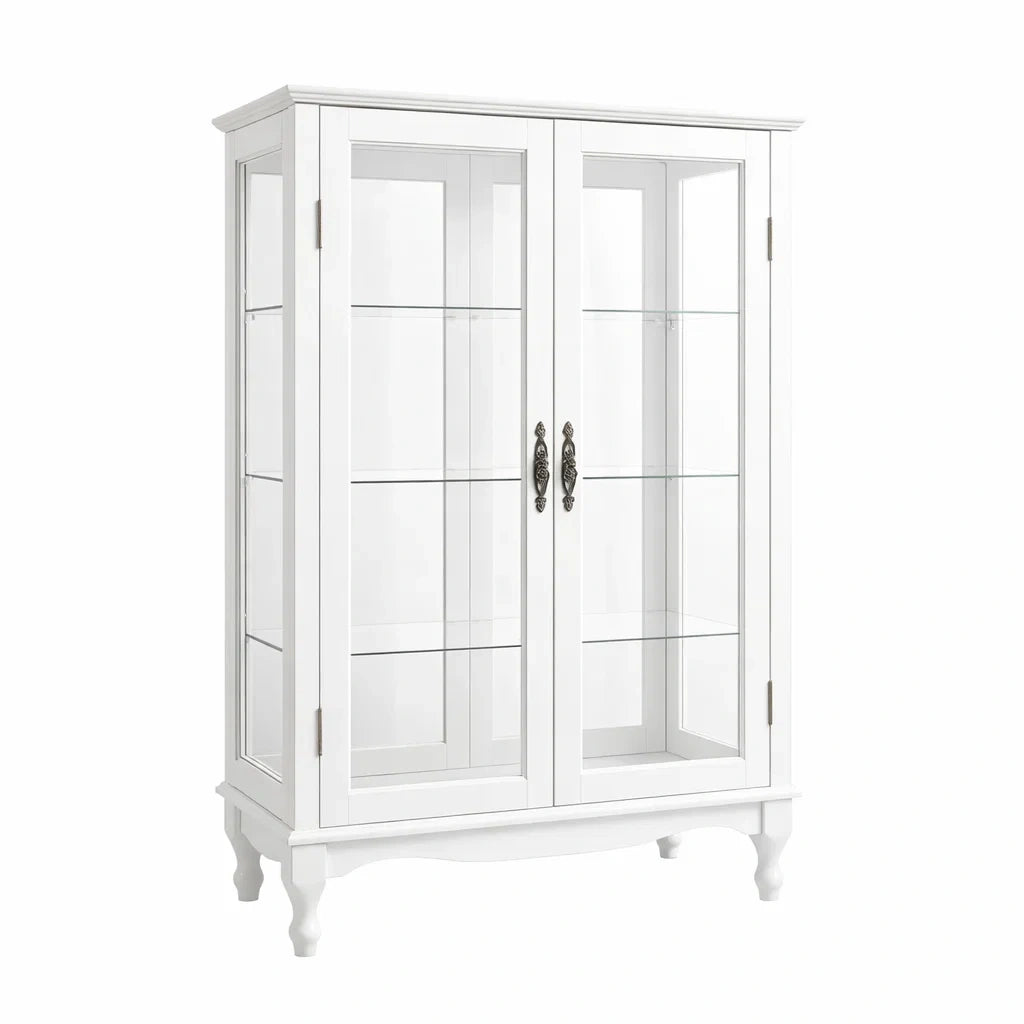 Vetrina in Legno con Ante in Vetro Bianco