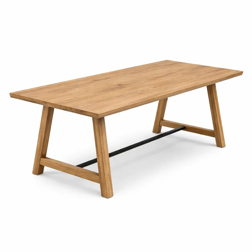 Tavolo da pranzo in legno massello e acciaio 200x100x75 cm