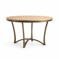 Tavolo Rotondo in Legno e Metallo, Diametro 120 cm, Marrone Chiaro