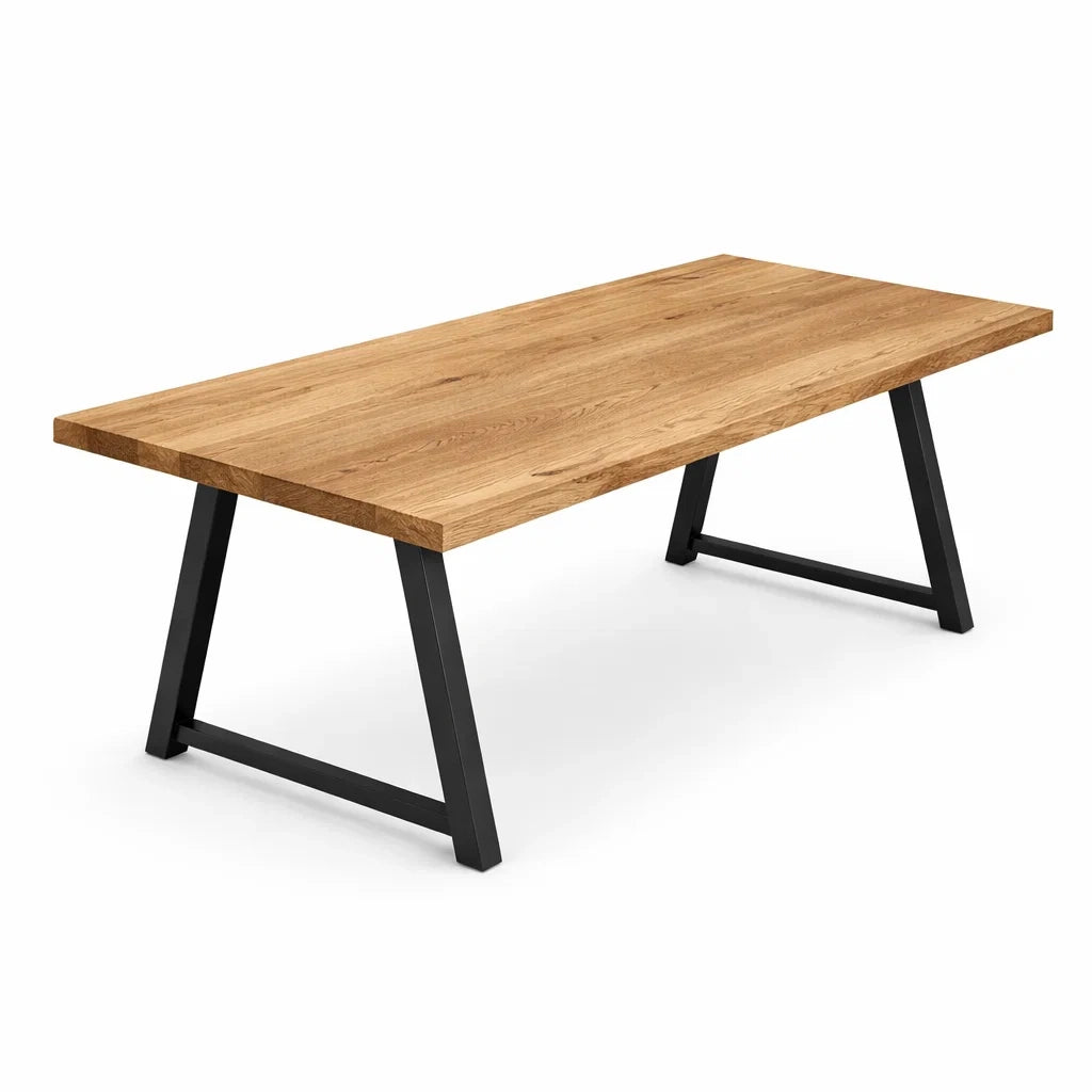 Tavolo rettangolare in legno di quercia e metallo 200x100x75 cm