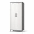 Armadio a Doppia Porta in Legno Composito Bianco e Grigio 180x70x45 cm
