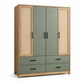 Armadio in Legno MDF con Canna e Laccato Verde, 200x150x55 cm