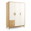 Armadio a Tre Ante in Legno e MDF Bianco e Rovere