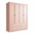 Armadio 4 Ante Rosa con 4 Cassetti in MDF 200x60x220 cm