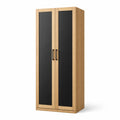 Armadio a Due Ante in Legno Laminato Rovere Chiaro e Nero