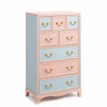 Cassettiera in MDF Rosa e Azzurro con 7 Cassetti