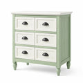 Cassettiera in legno di pino verde e bianco a sei cassetti
