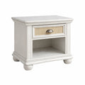 Comodino in legno e rattan bianco 60x40x55 cm