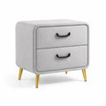Comodino in Tessuto Grigio con Gambe in Metallo