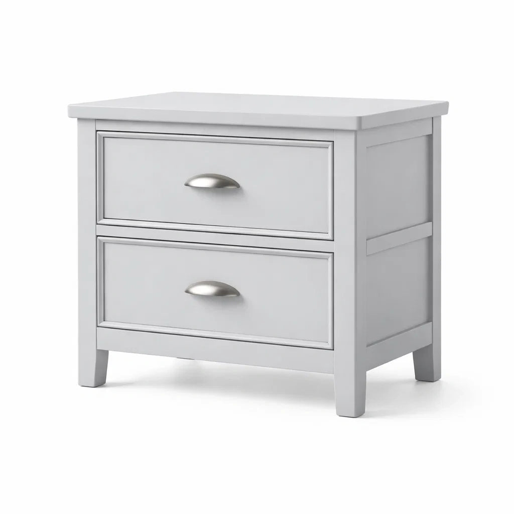 Comodino a 2 Cassetti in Legno Composito Grigio