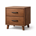 Comodino in Legno Noce con 2 Cassetti 50x40x60 cm