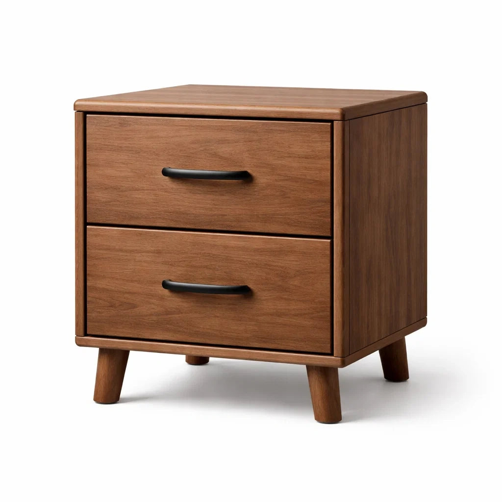 Comodino in Legno Noce con 2 Cassetti 50x40x60 cm