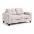 Divano a 2 posti in tessuto beige con struttura in legno