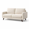 Divano a 2 posti in tessuto beige con gambe in legno