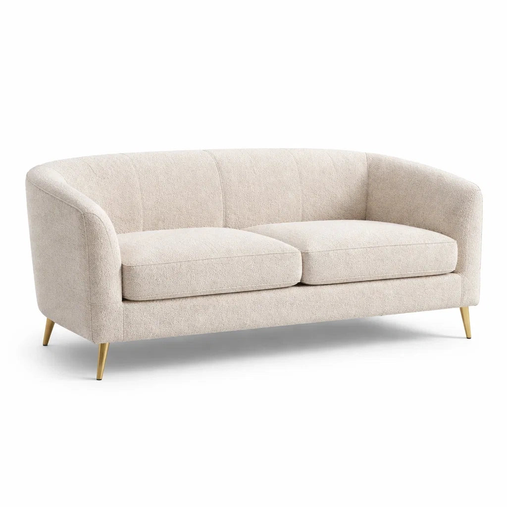 Divano in Tessuto Beige con Gambe in Metallo