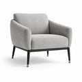 Poltrona in Tessuto Grigio con Gambe Metallo Dorato