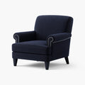 Poltrona in tessuto poliestere blu con borchie 84x81x78 cm