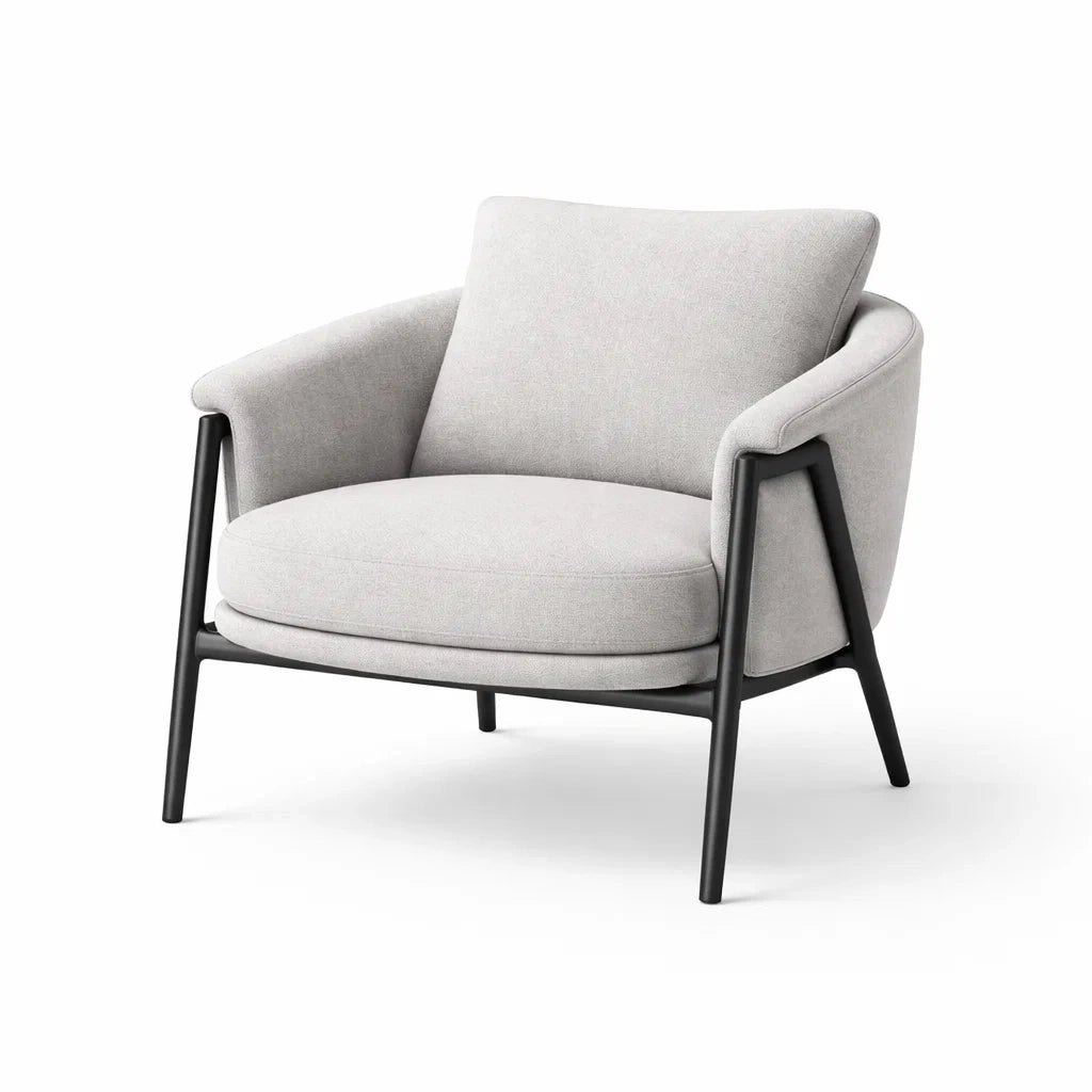 Poltrona in Tessuto Poliestere con Struttura in Metallo Nero 80x75x70 cm