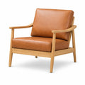 Poltrona in Legno e Pelle Sintetica Marrone 75x80x85 cm