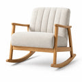Sedia a Dondolo in Legno e Tessuto Beige