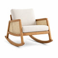 Sedia a dondolo in legno e tessuto crema
