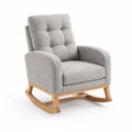 Sedia a Dondolo in Tessuto Grigio con Struttura in Legno